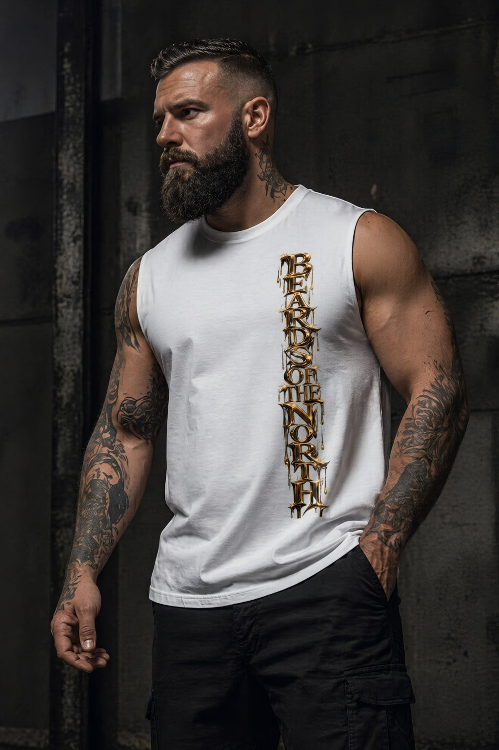 Ärmelloses Oversized T-Shirt „BEARDS OF THE NORTH“