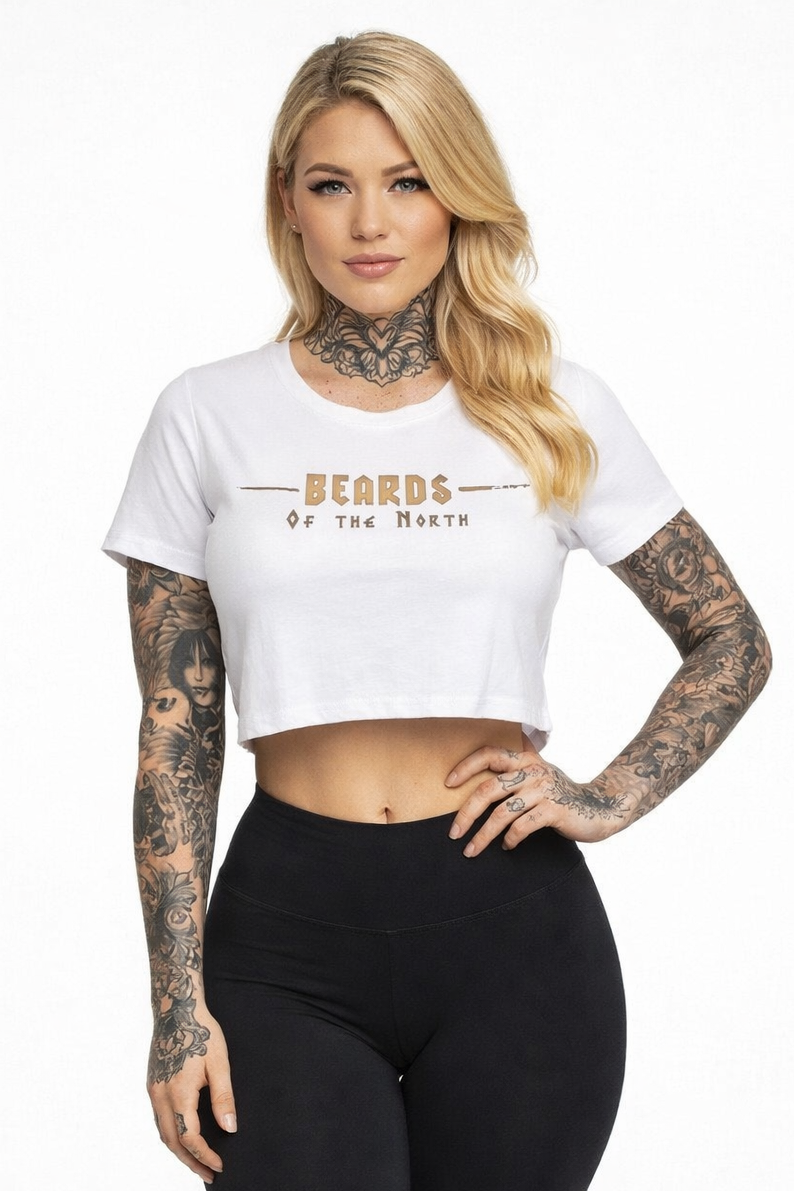 Damen Cropped T-Shirt „BEARDS OF THE NORTH GOLD“