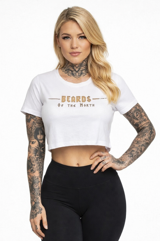 Damen Cropped T-Shirt „BEARDS OF THE NORTH GOLD“